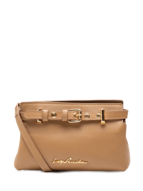 Bolsa Feminina Média Em Couro Argila Com Cinto Decorativo – Bege