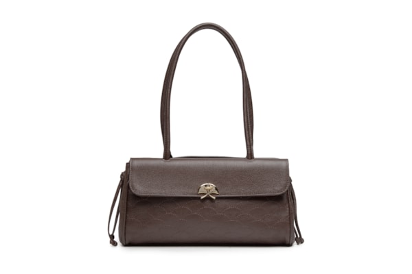 Bolsa Feminina Média Em Couro Com Bordado – Marrom