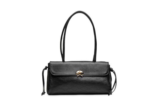 Bolsa Feminina Média Em Couro Com Bordado – Preto