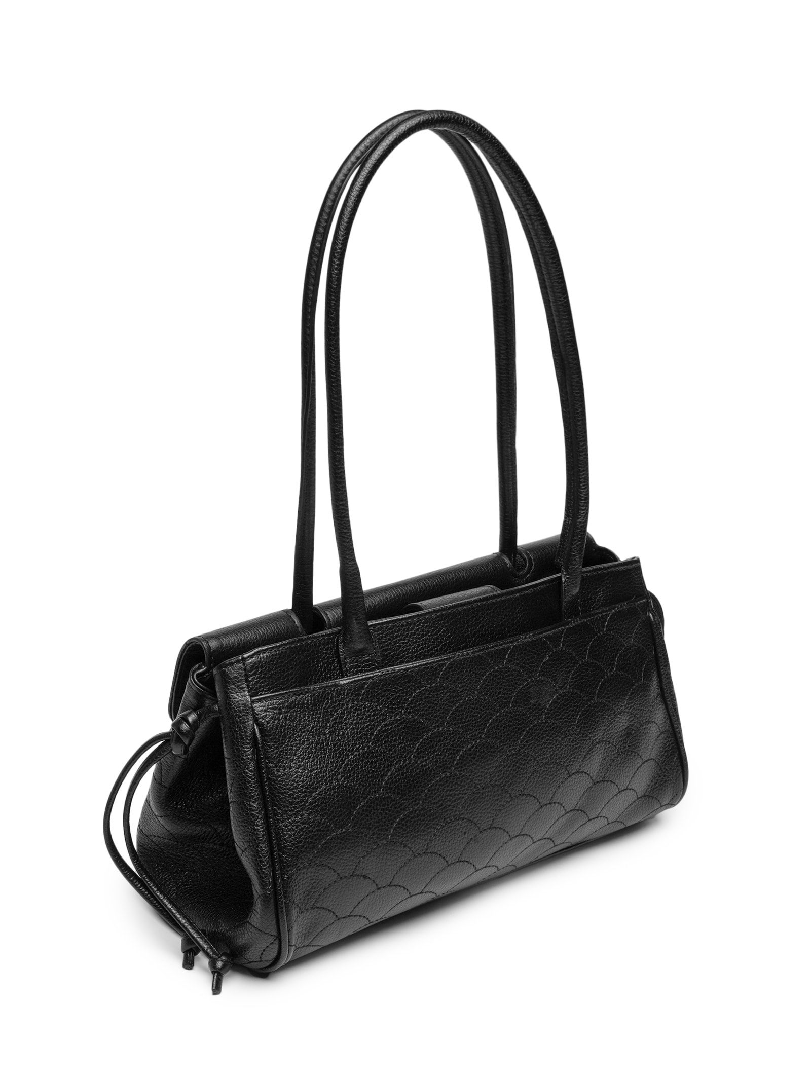 Bolsa Feminina Média Em Couro Com Bordado – Preto Luiza Barcelos