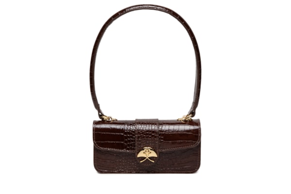 Bolsa Feminina Média em Couro Croco - Marrom