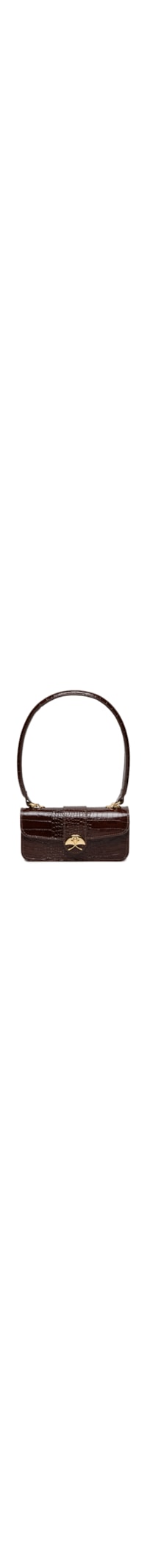 Bolsa Feminina Média em Couro Croco - Marrom