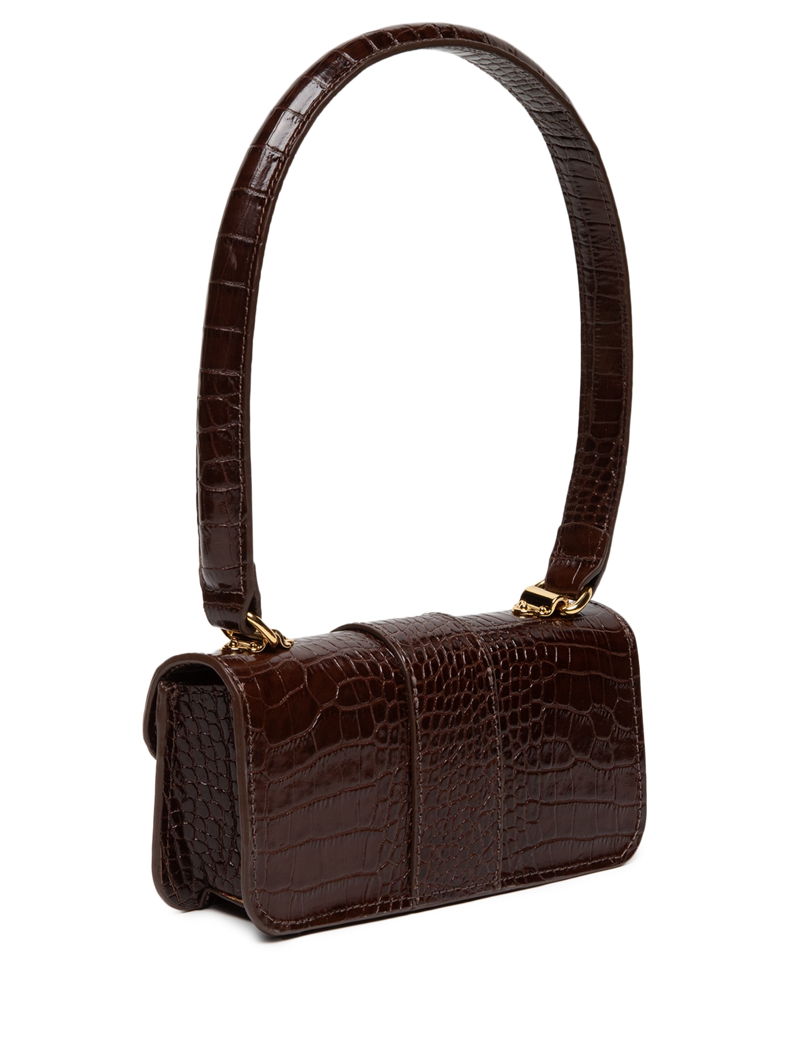 Bolsa Feminina Média em Couro Croco Marrom Luiza Barcelos