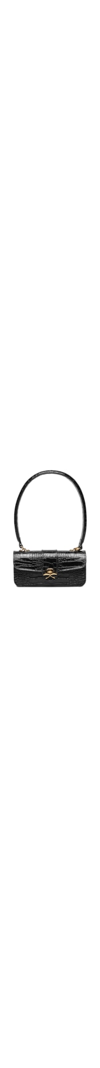 Bolsa Feminina Média em Couro Croco - Preto