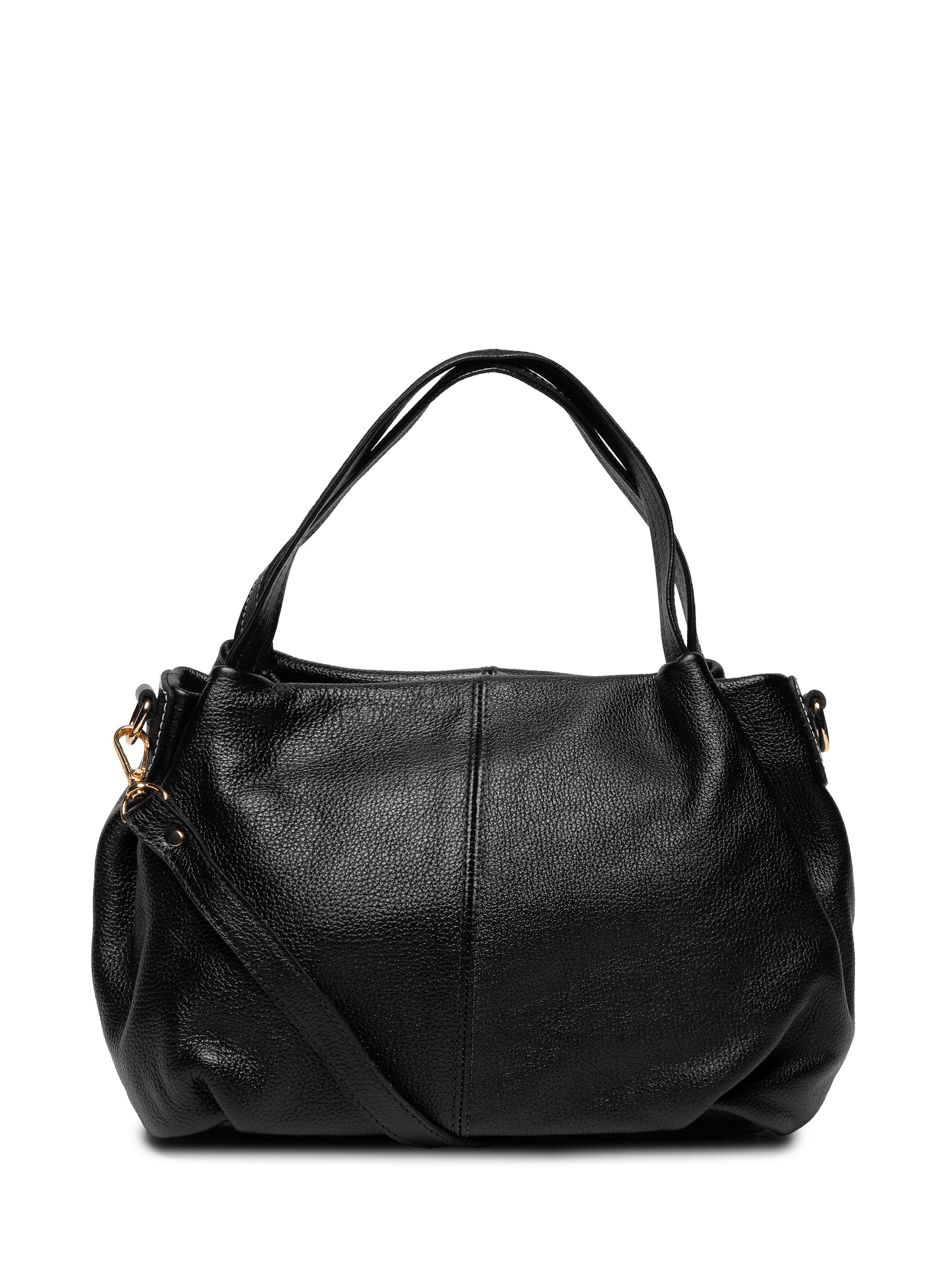 Bolsa Feminina Média Em Couro Preto Basiq