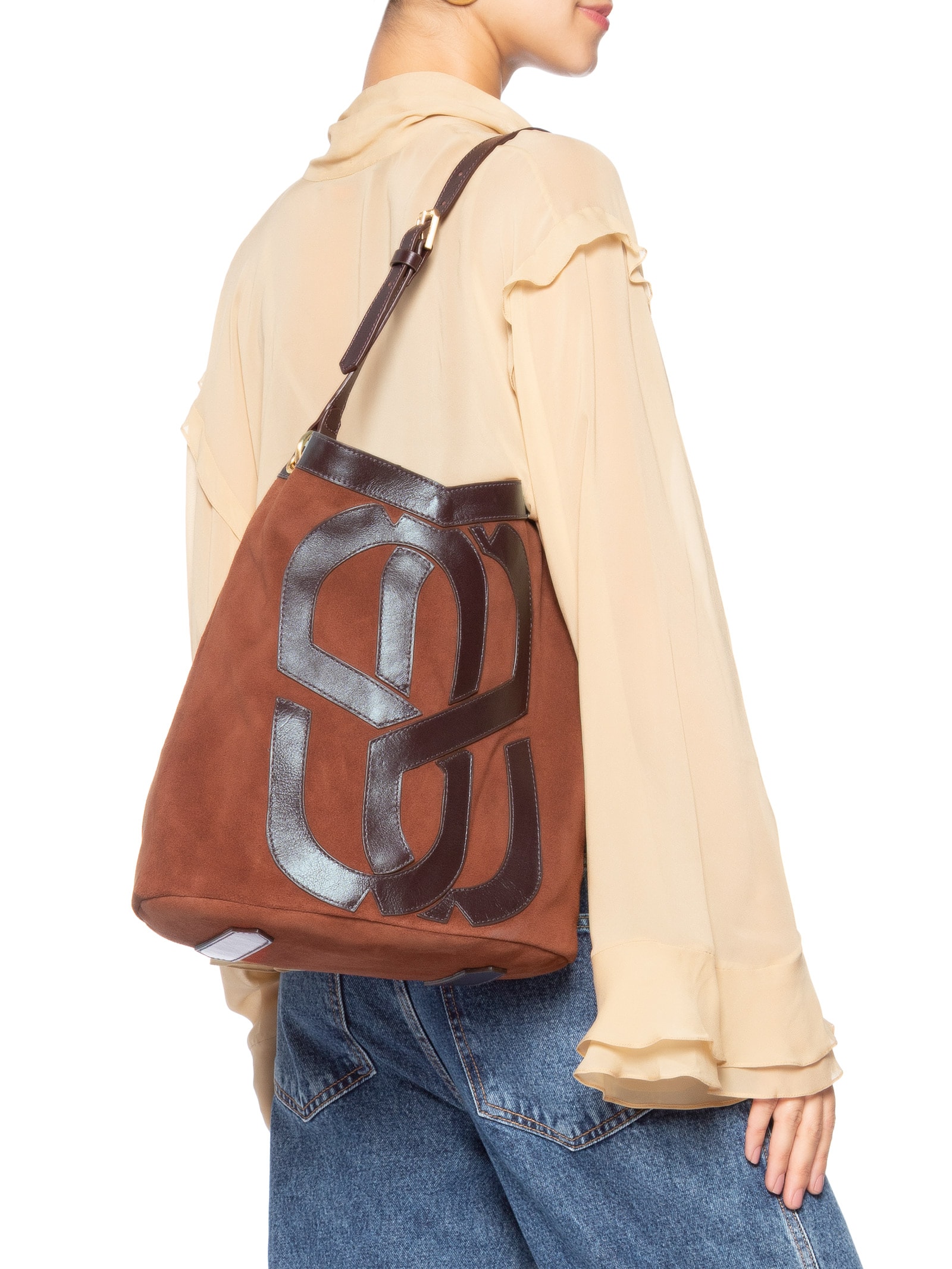 Bolsa Feminina Média Hobo Camurça Marrom Schutz