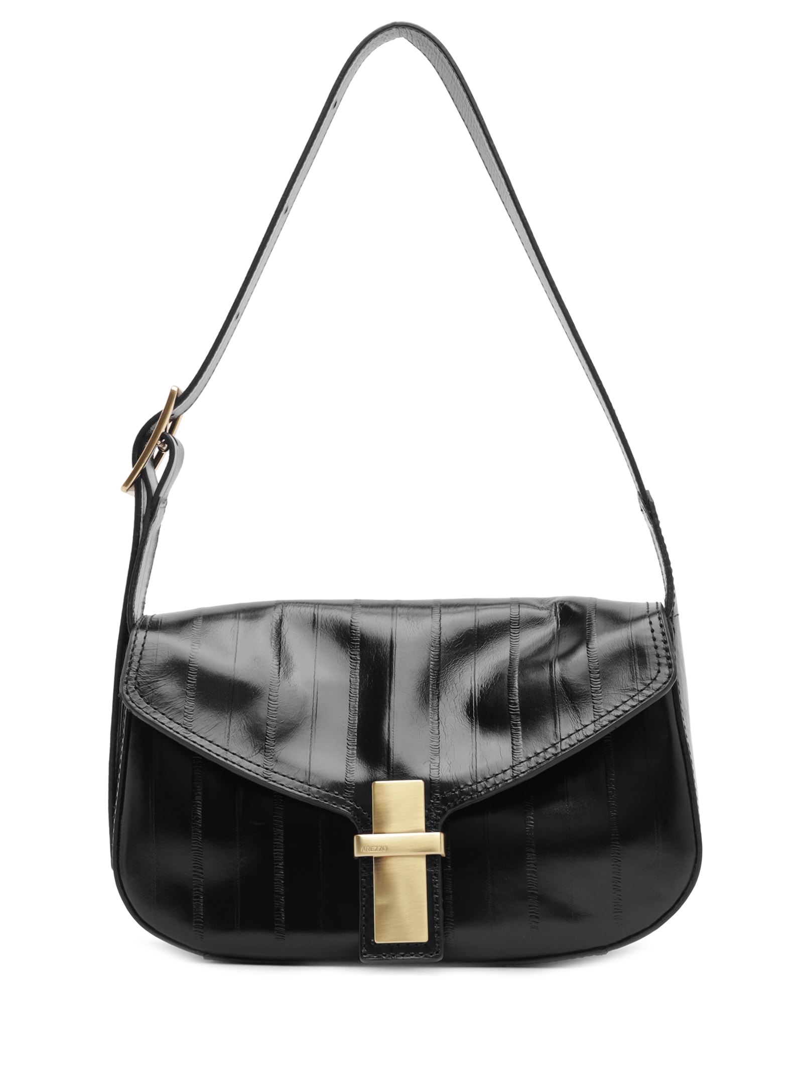 Bolsa Feminina Média Leather Enguia Preto Arezzo