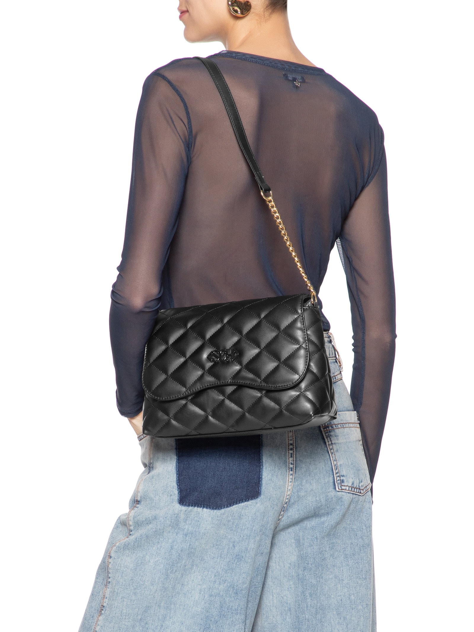 Bolsa Feminina Média Napa Paris Tecno Preto Schutz