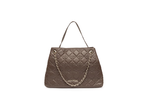Bolsa Feminina Média Shopping Matelassê E Enfeite - Marrom