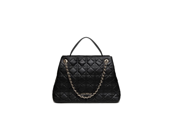 Bolsa Feminina Média Shopping Matelassê E Enfeite - Preto