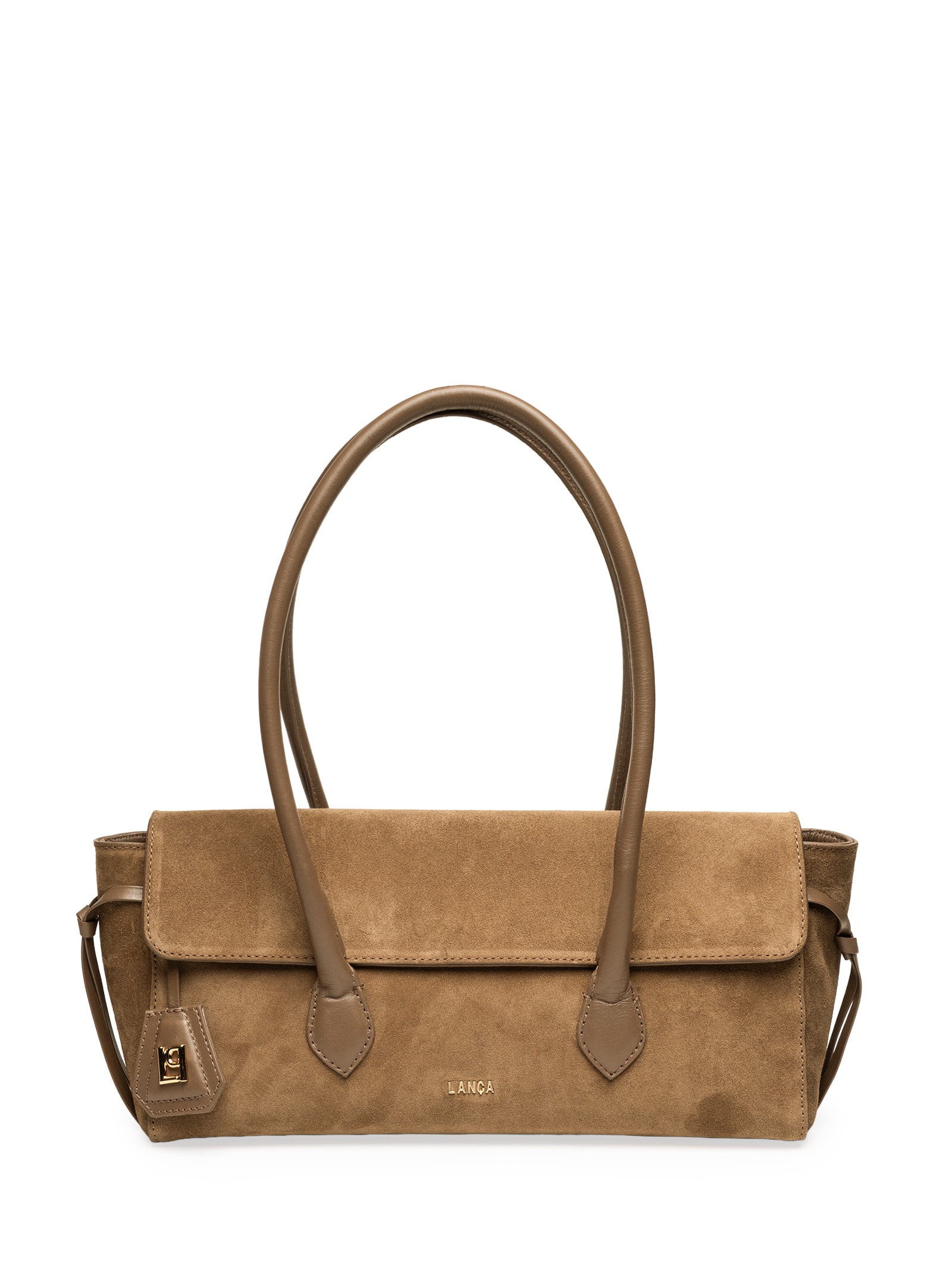 Bolsa Feminina Média Shoulder Com Nó Lateral Marrom Lança Perfume