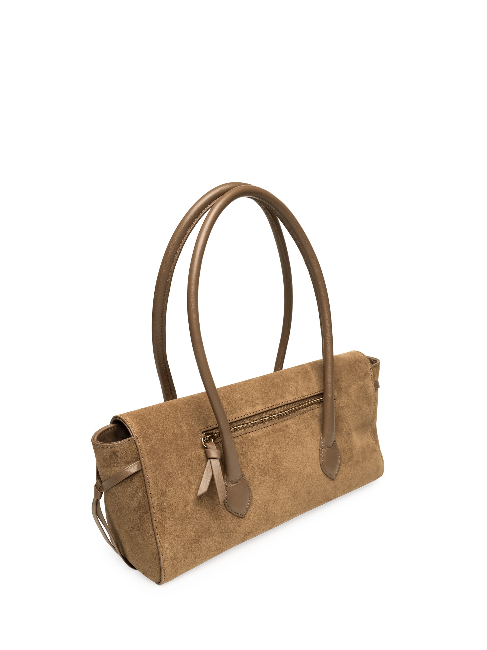 Bolsa Feminina Média Shoulder Com Nó Lateral Marrom Lança Perfume