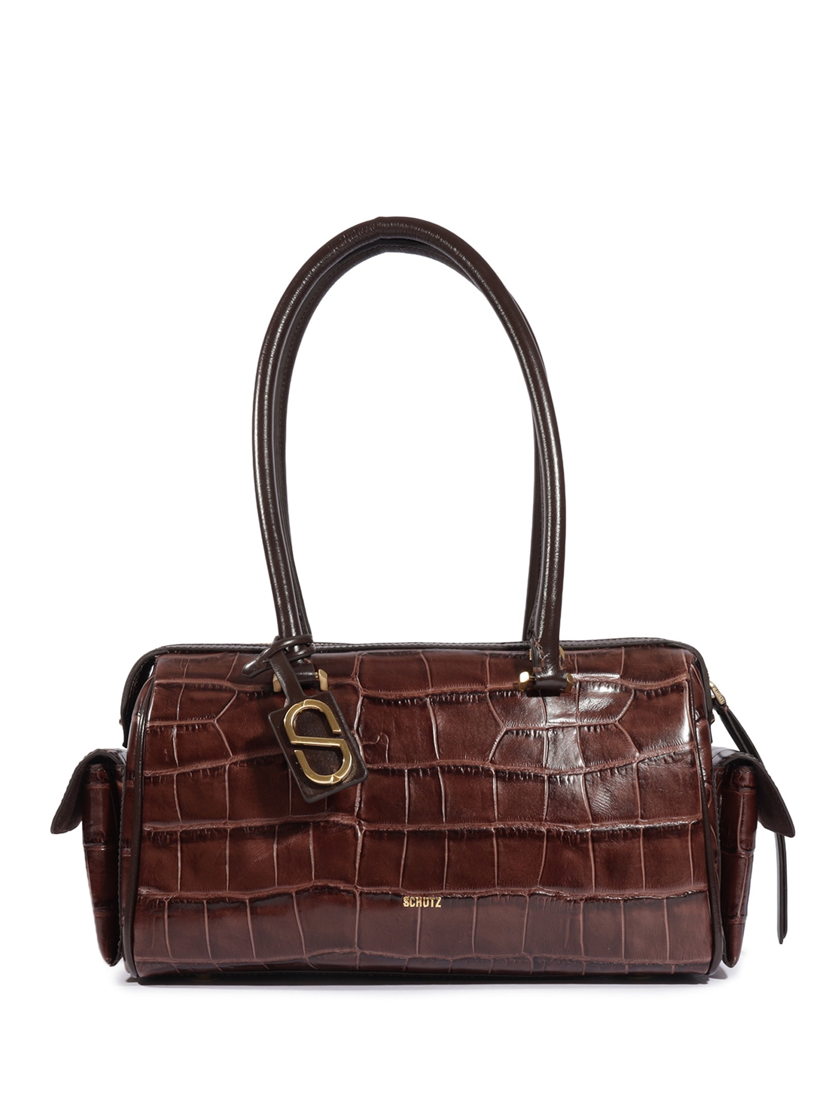 Bolsa Feminina Média Tay Couro Croco Marrom Schutz