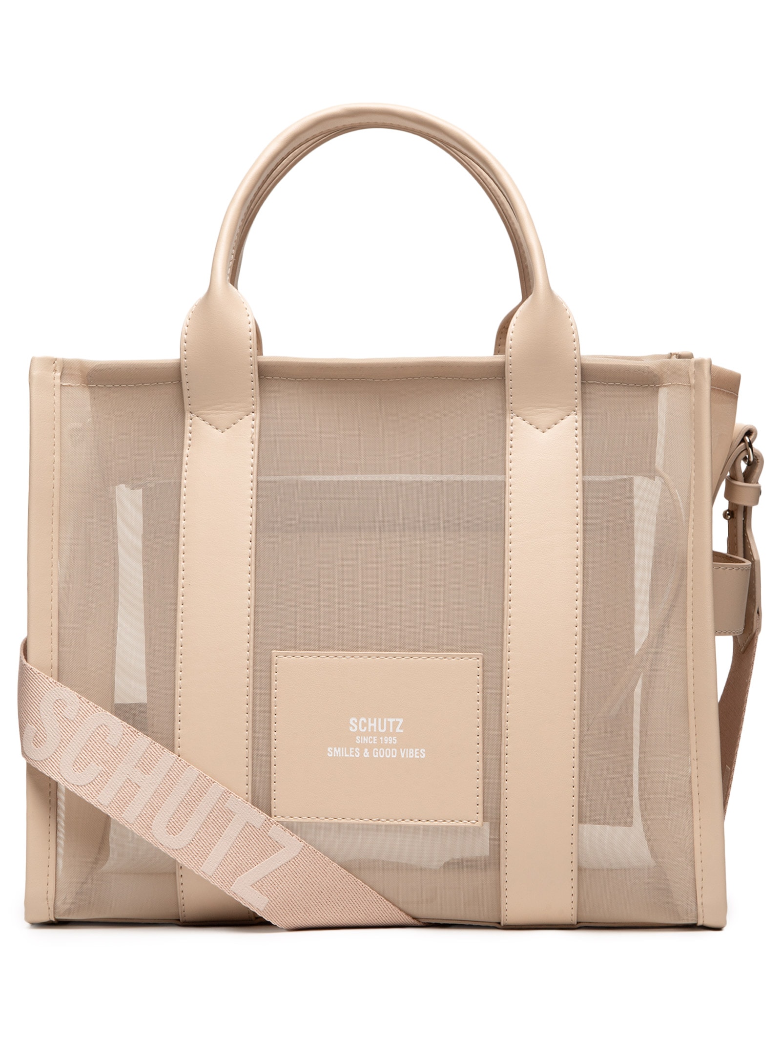 Bolsa Feminina Média Tela Easy Leather Egg Shell Bege Schutz