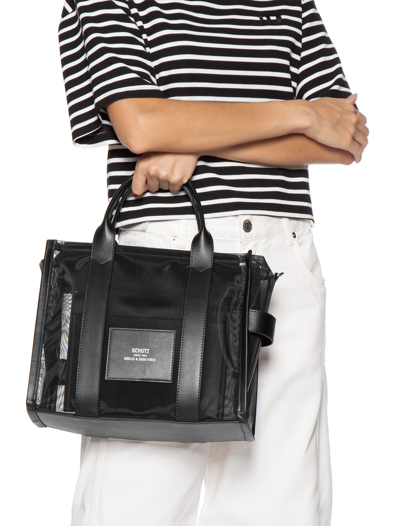 Bolsa Feminina Média Tela Easy Leather Preto Schutz