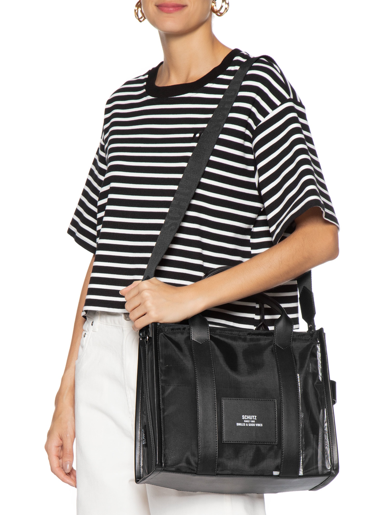 Bolsa Feminina Média Tela Easy Leather Preto Schutz