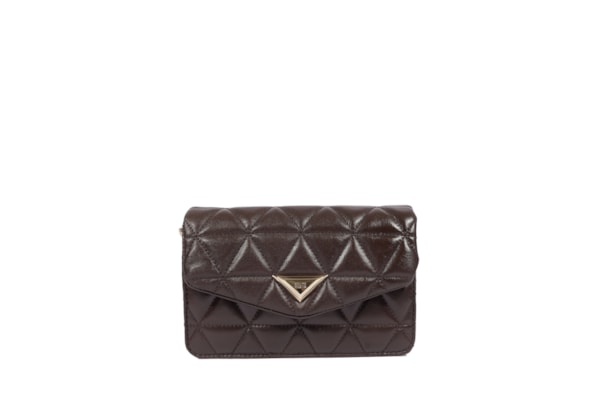 Bolsa Feminina Média Tiracolo 944 Matelassê Couro - Marrom