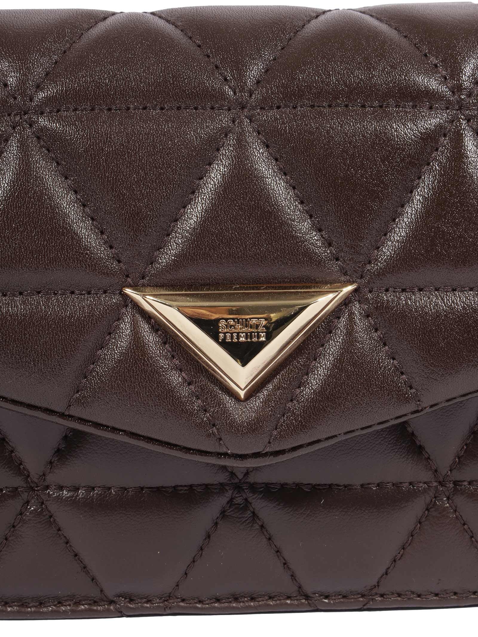 Bolsa Feminina Média Tiracolo 944 Matelassê Couro Marrom Schutz