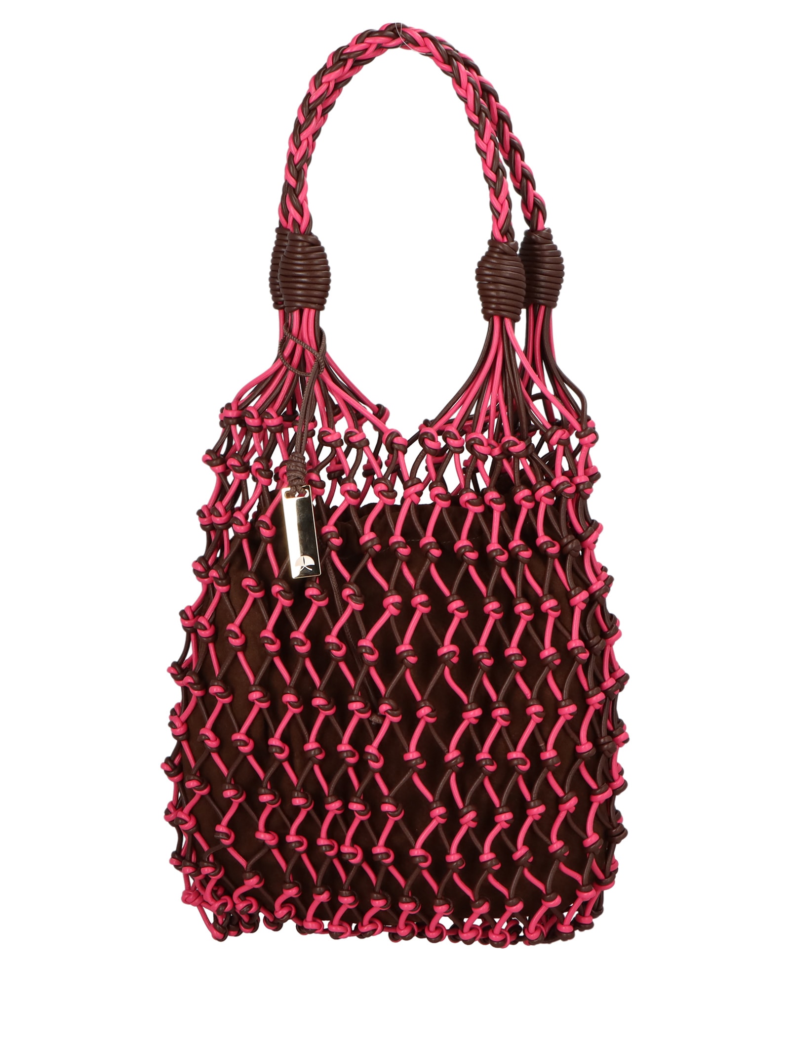 Bolsa Feminina Média Tramada Em Couro Marrom Luiza Barcelos