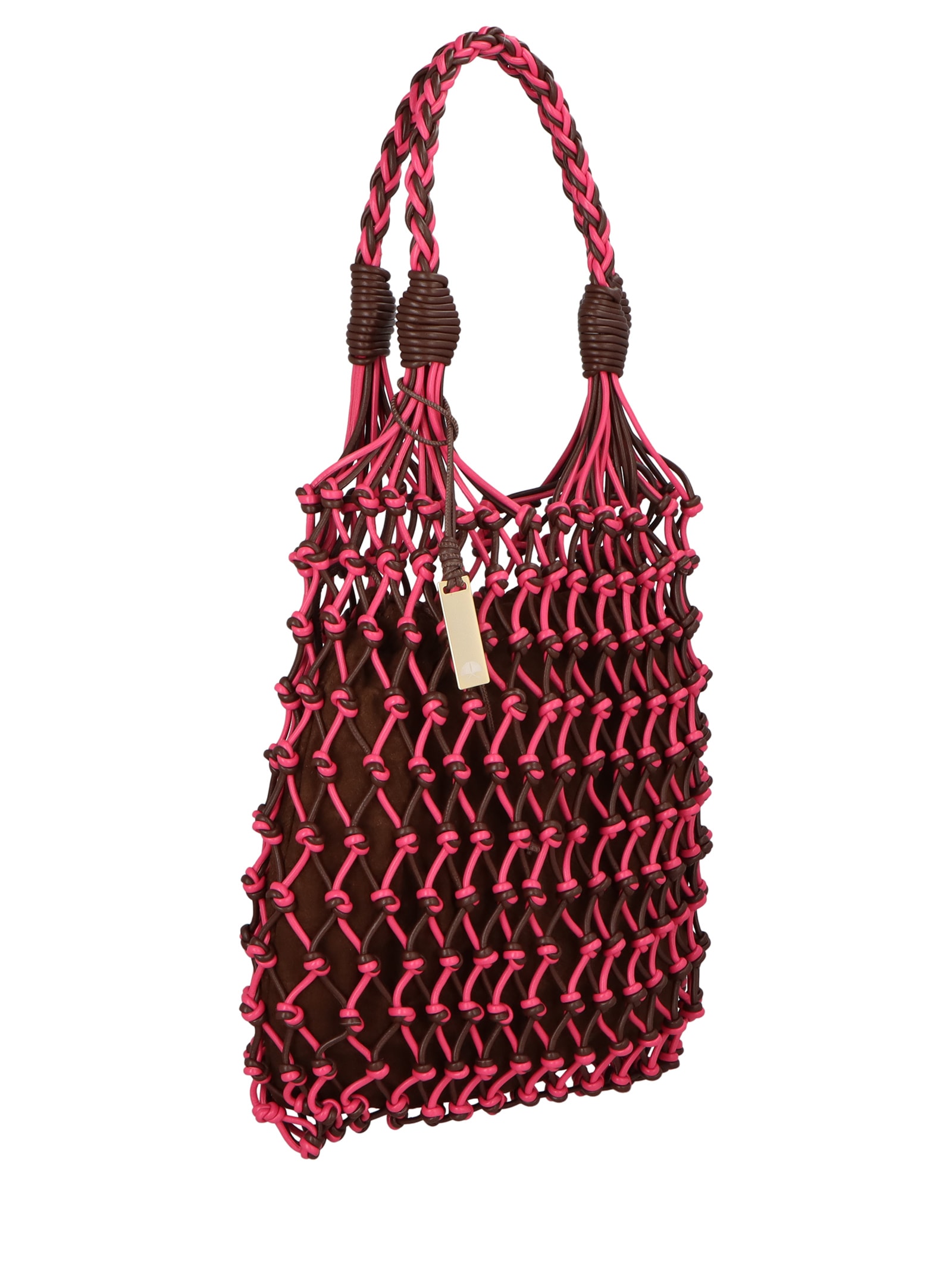 Bolsa Feminina Média Tramada Em Couro Marrom Luiza Barcelos
