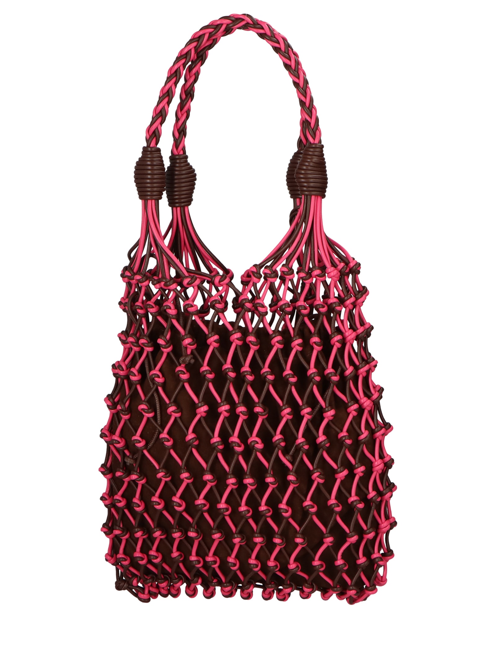 Bolsa Feminina Média Tramada Em Couro Marrom Luiza Barcelos