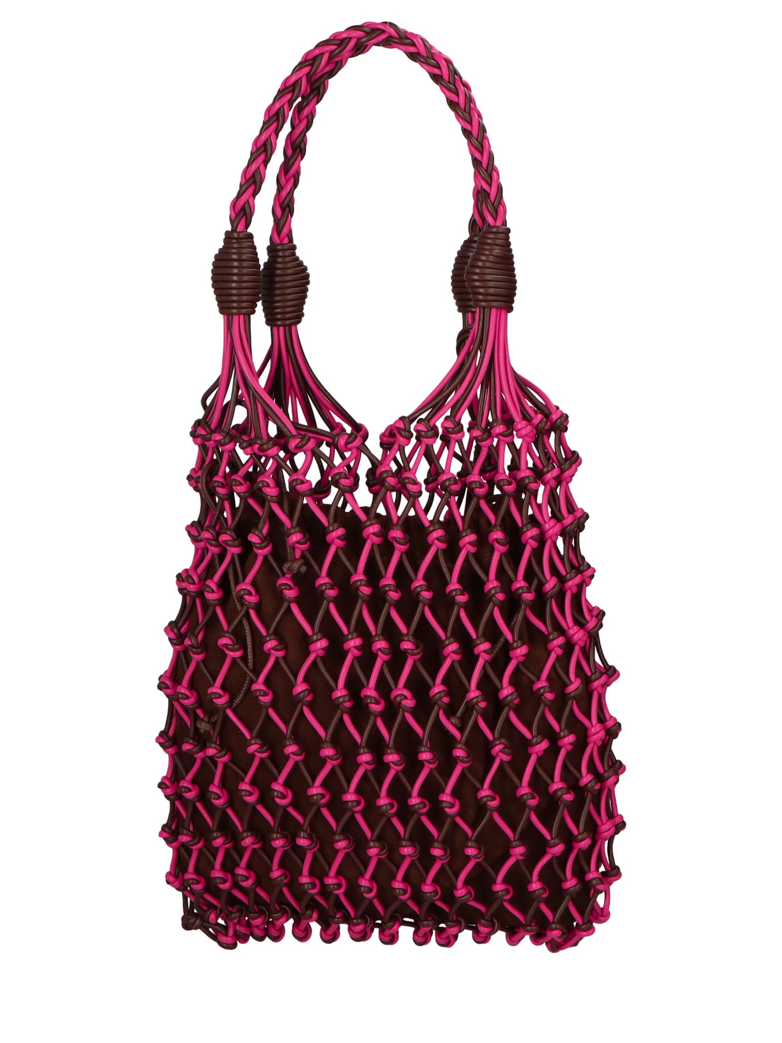 Bolsa Feminina Média Tramada Em Couro Marrom Luiza Barcelos