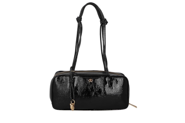 Bolsa Feminina Média Verniz Alças de Nó - Preto