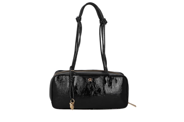 Bolsa Feminina Média Verniz Alças de Nó - Preto