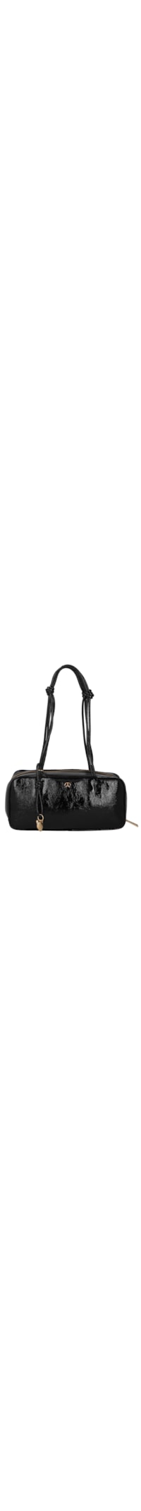 Bolsa Feminina Média Verniz Alças de Nó - Preto