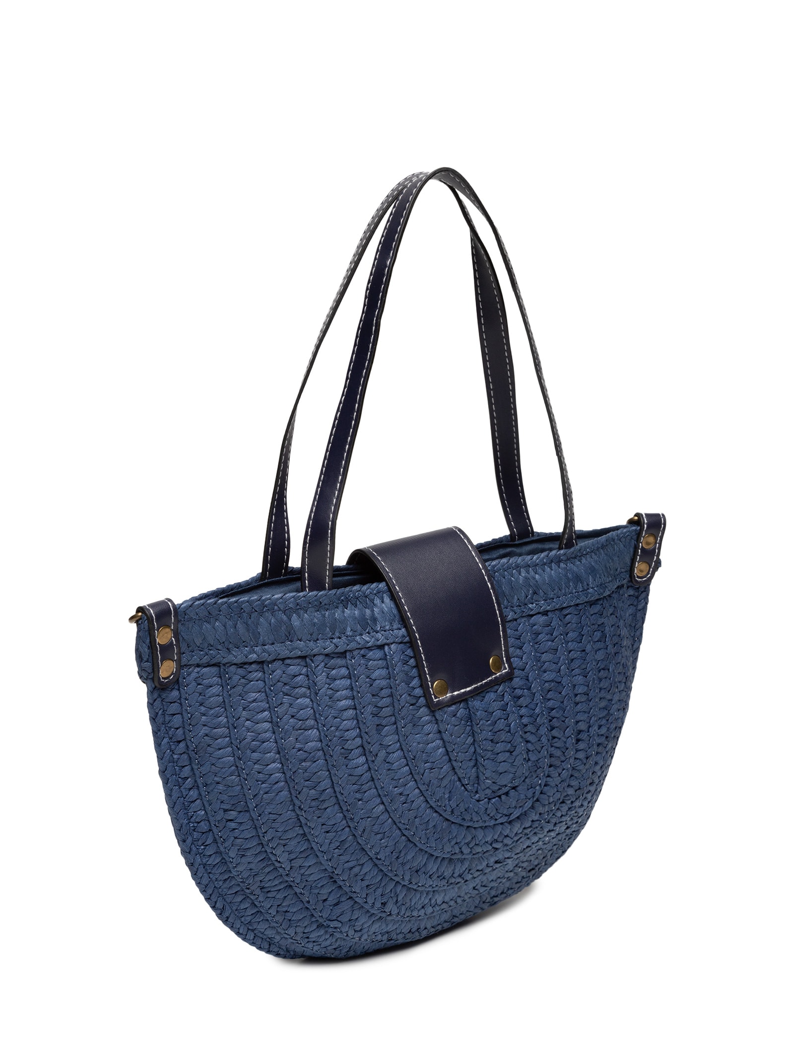 Bolsa Feminina Meia Lua Palha Azul Basiq