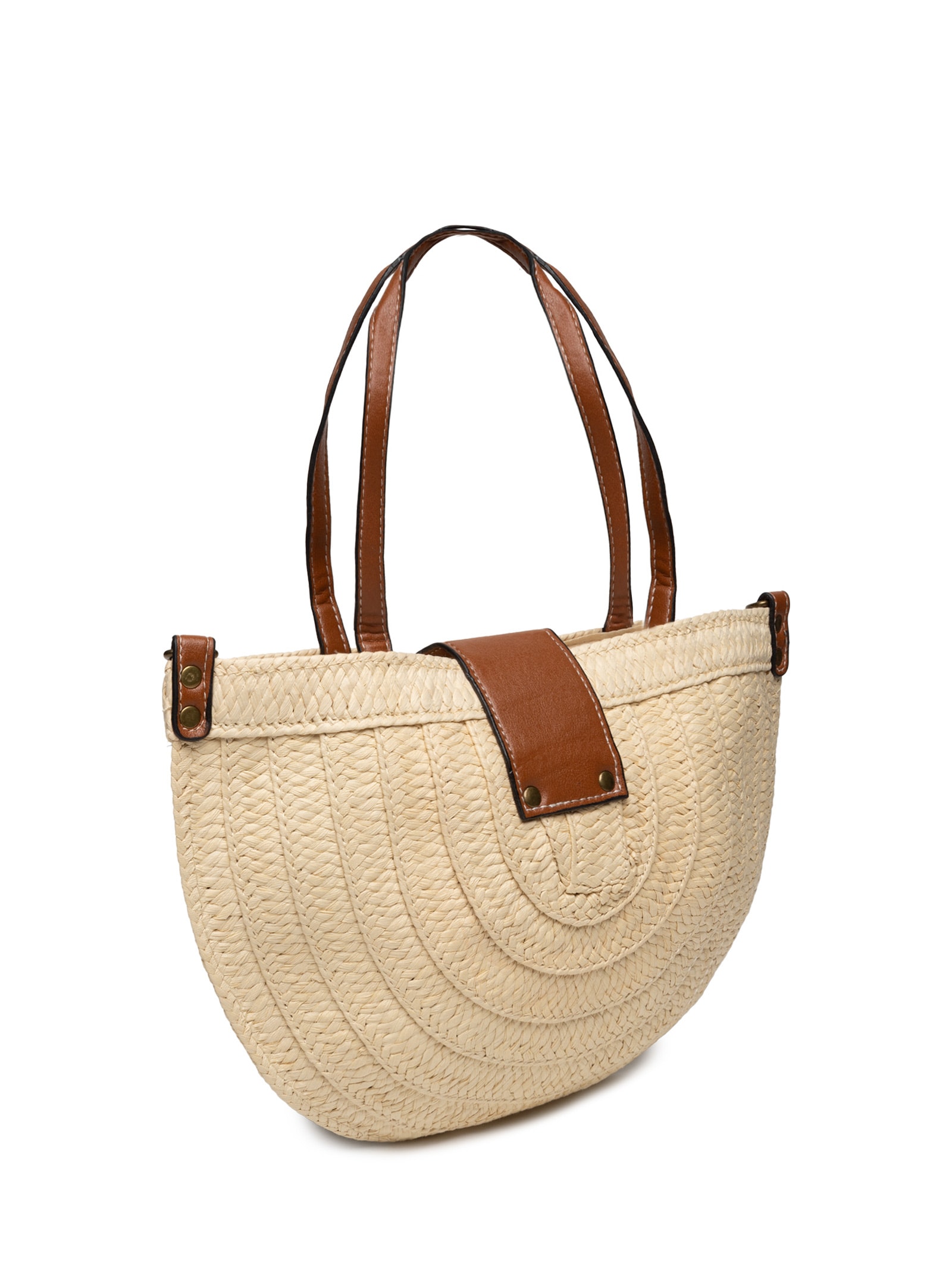 Bolsa Feminina Meia Lua Palha Off White Basiq