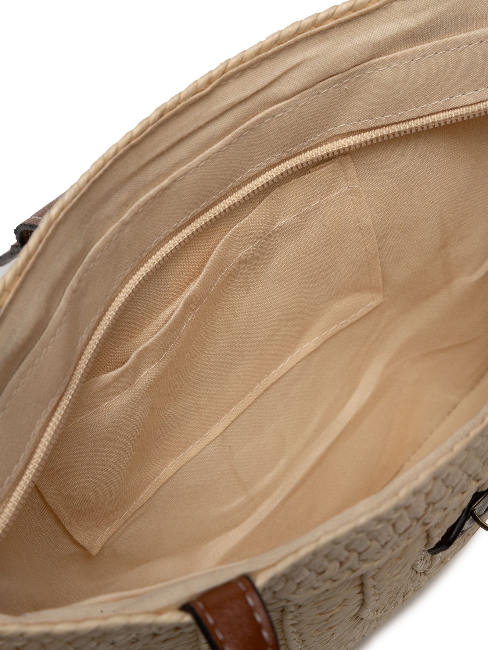 Bolsa Feminina Meia Lua Palha Off White Basiq