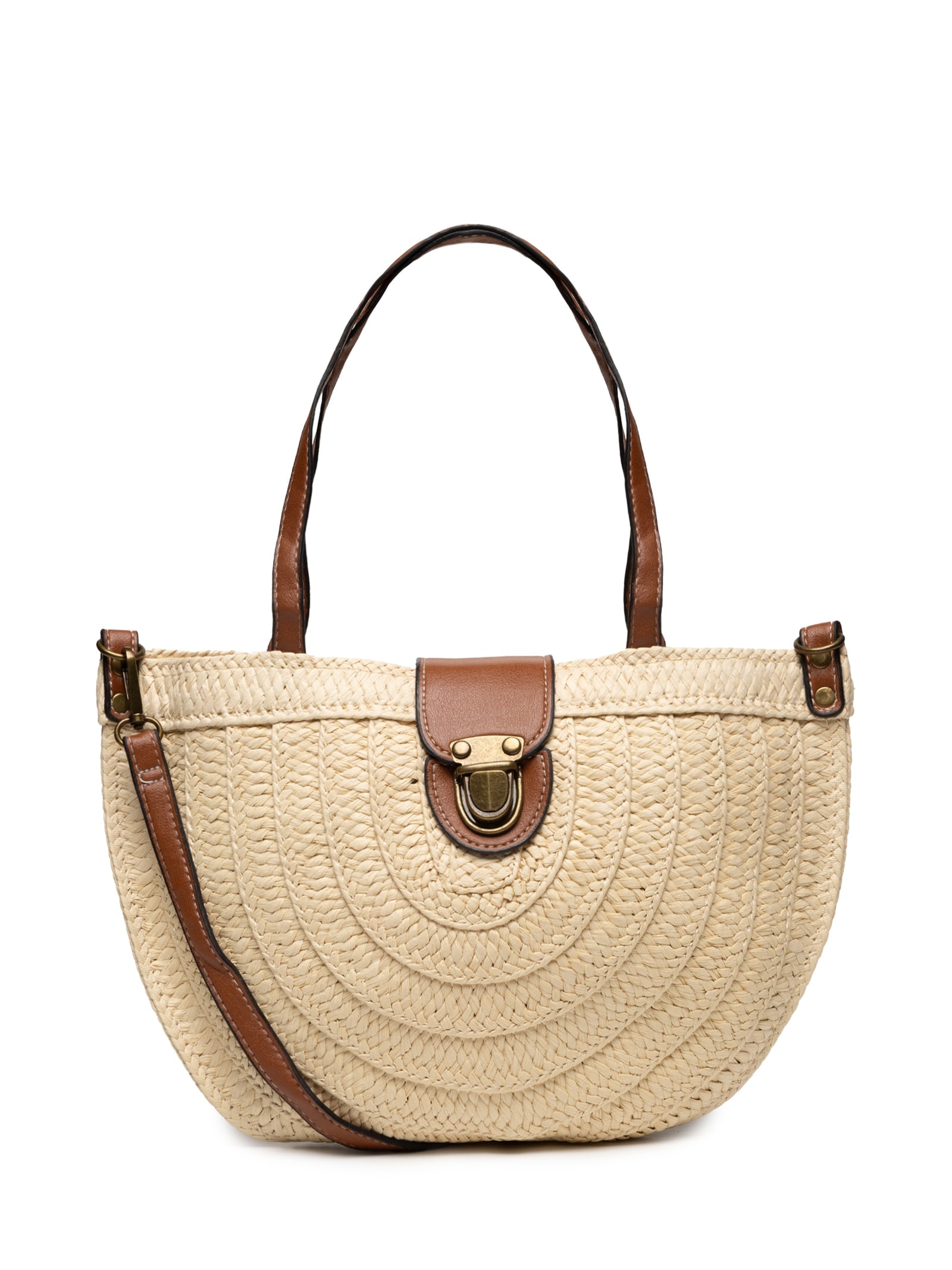 Bolsa Feminina Meia Lua Palha Off White Basiq