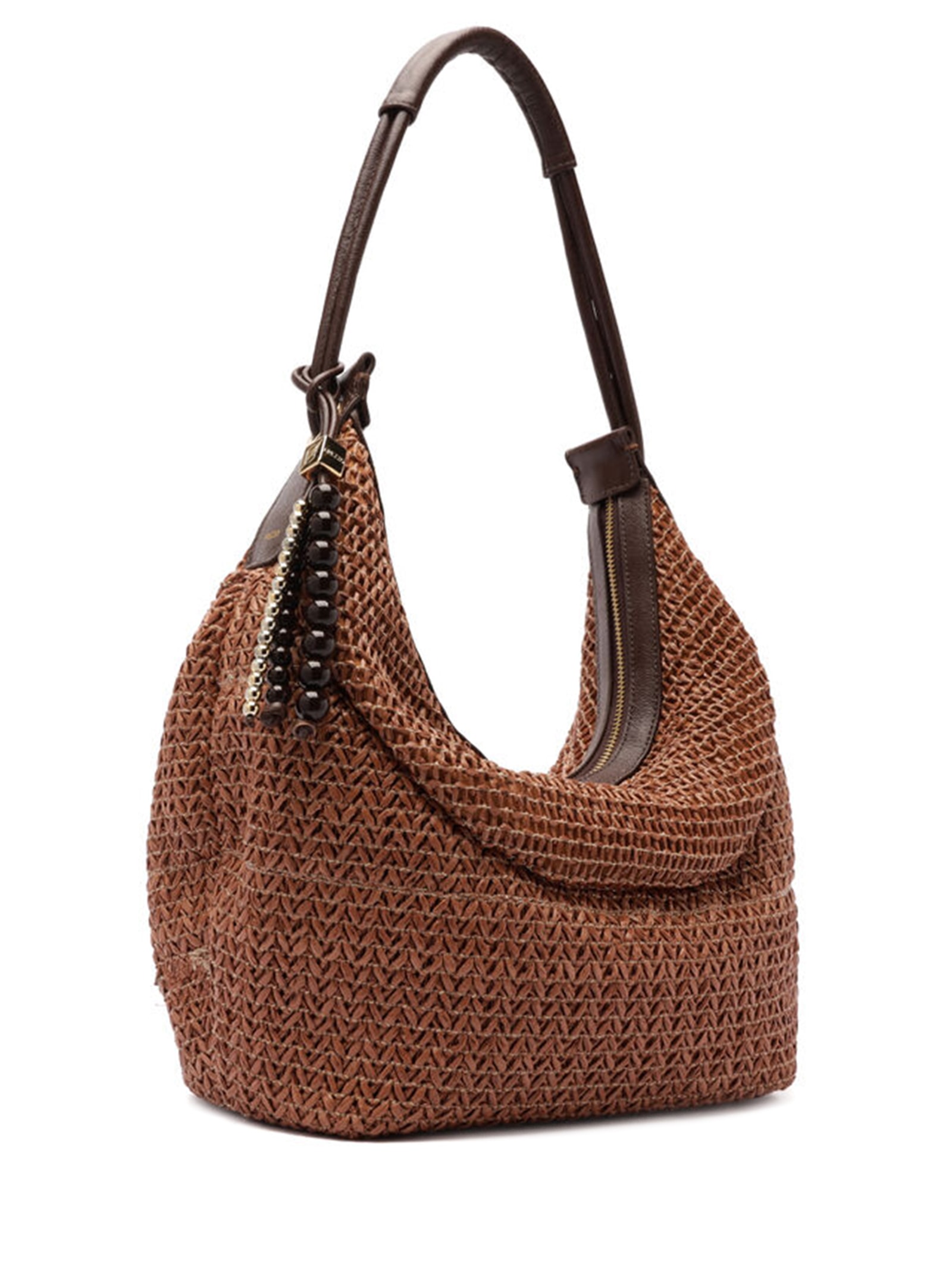 Bolsa Feminina Meia Lua Pingentes Marrom Arezzo + Isla