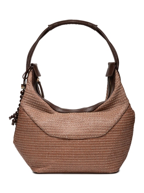 Bolsa Feminina Meia Lua Pingentes – Marrom