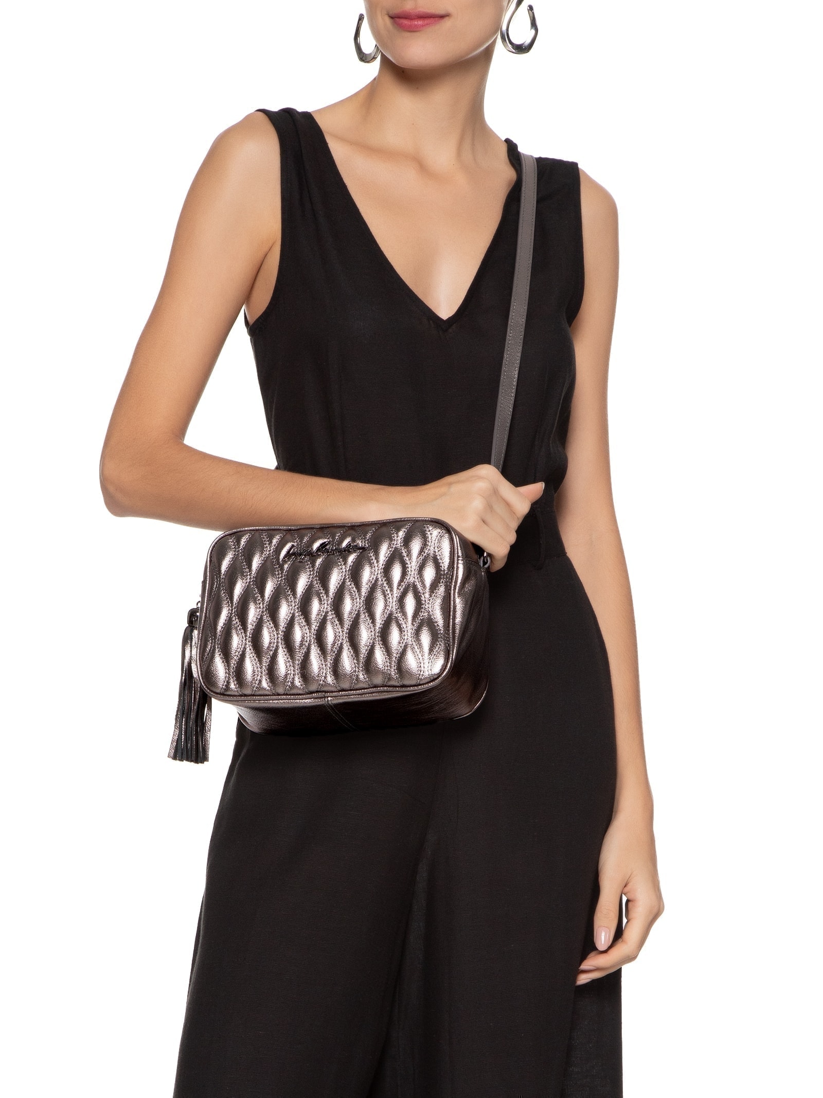 Bolsa Feminina Metal Leather Prata Luiza Barcelos