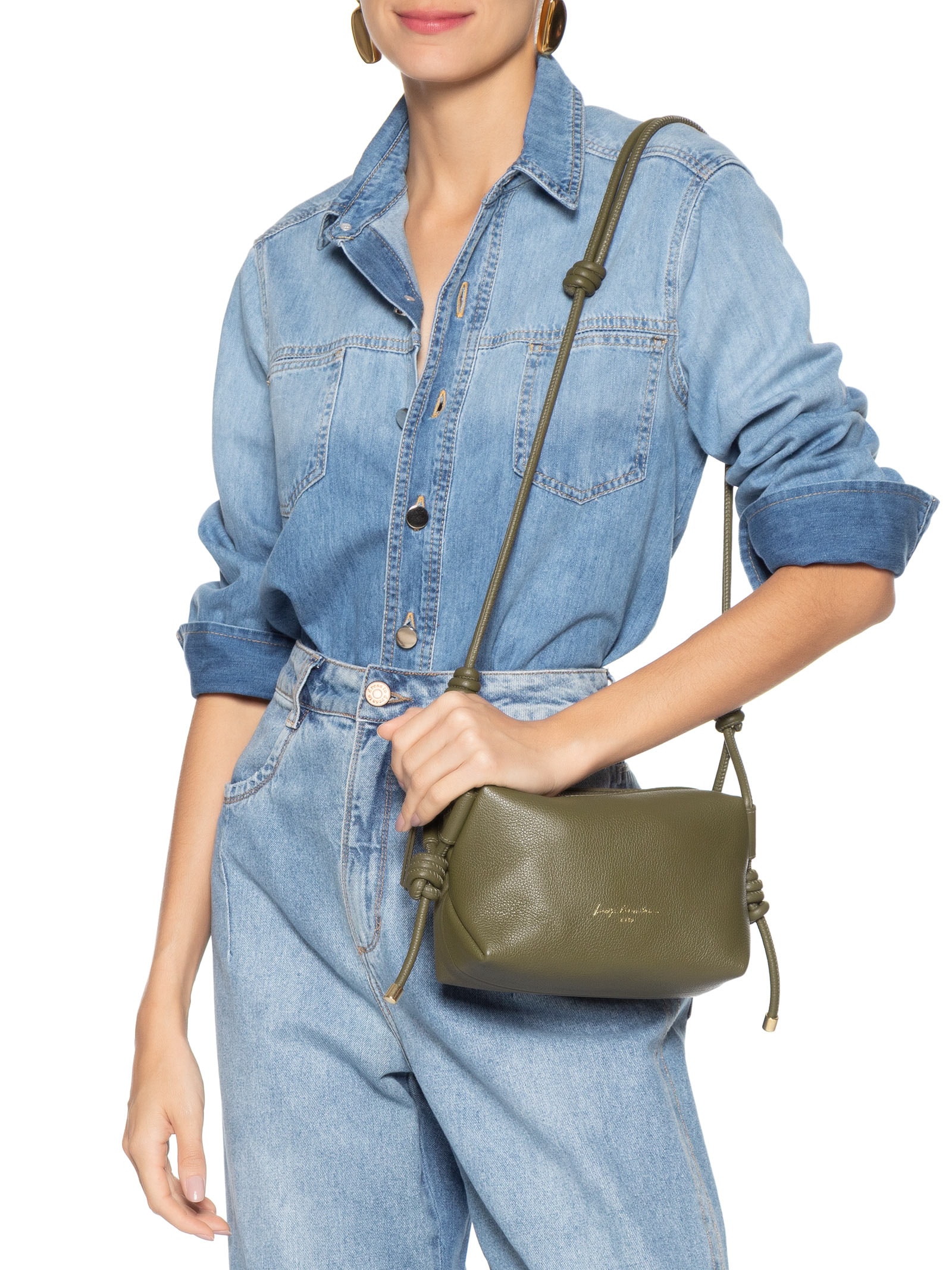 Bolsa Feminina Metal Leather Titânio Verde Luiza Barcelos