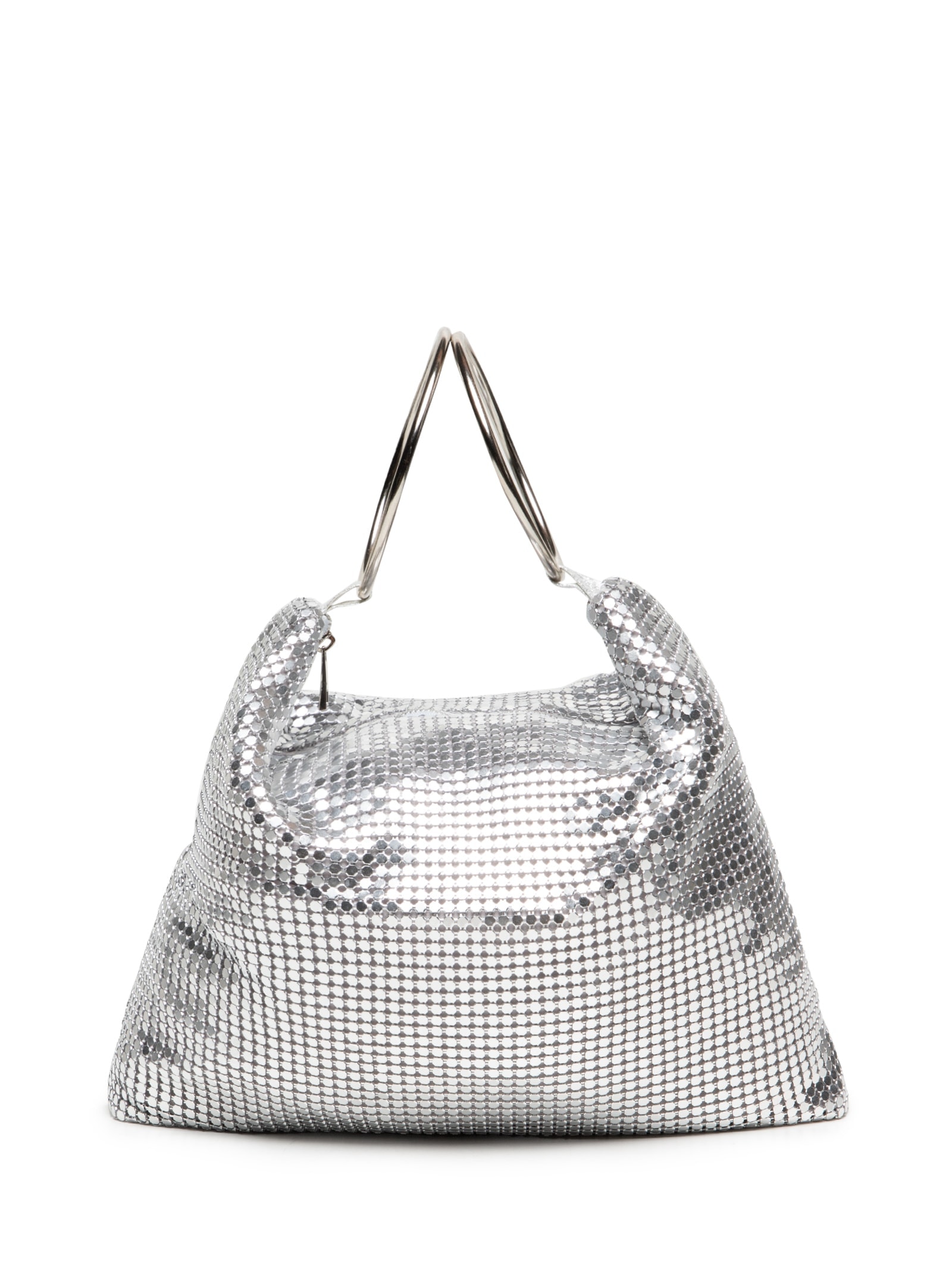 Bolsa Feminina Metalizada Argola Prateado Market 33