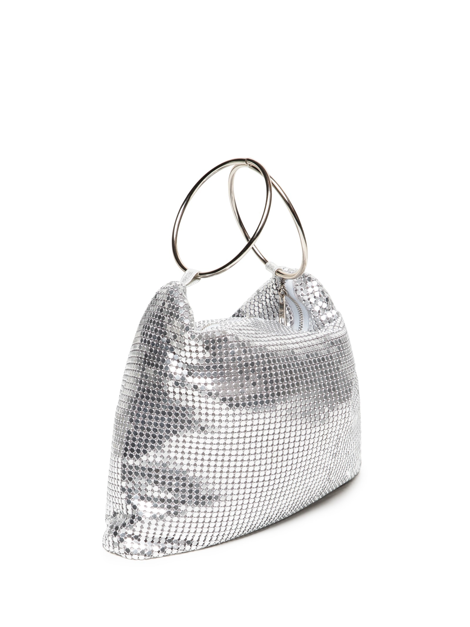 Bolsa Feminina Metalizada Argola Prateado Market 33