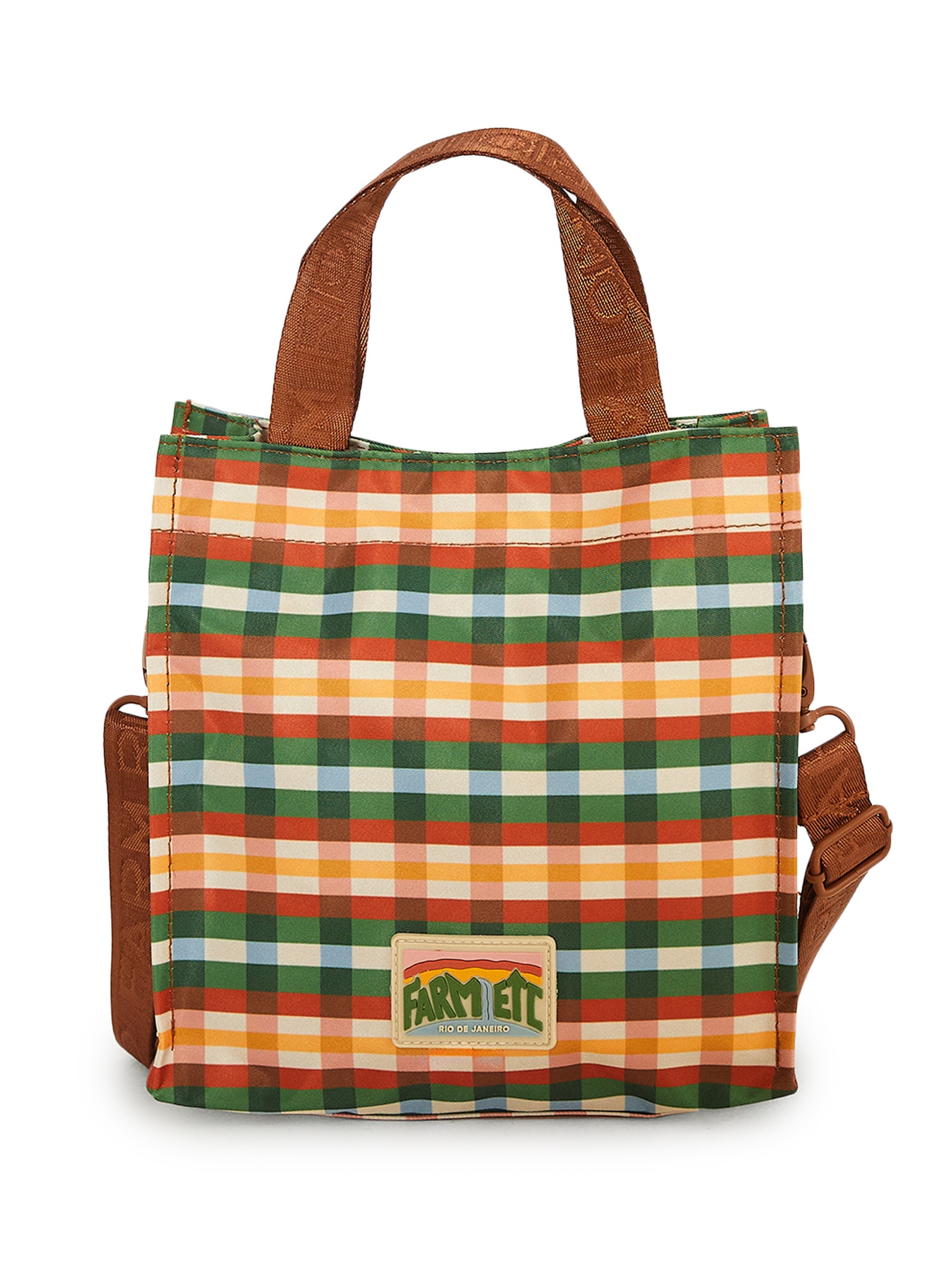 Bolsa Feminina Mimo Xadrez Multi Marrom Farm Etc