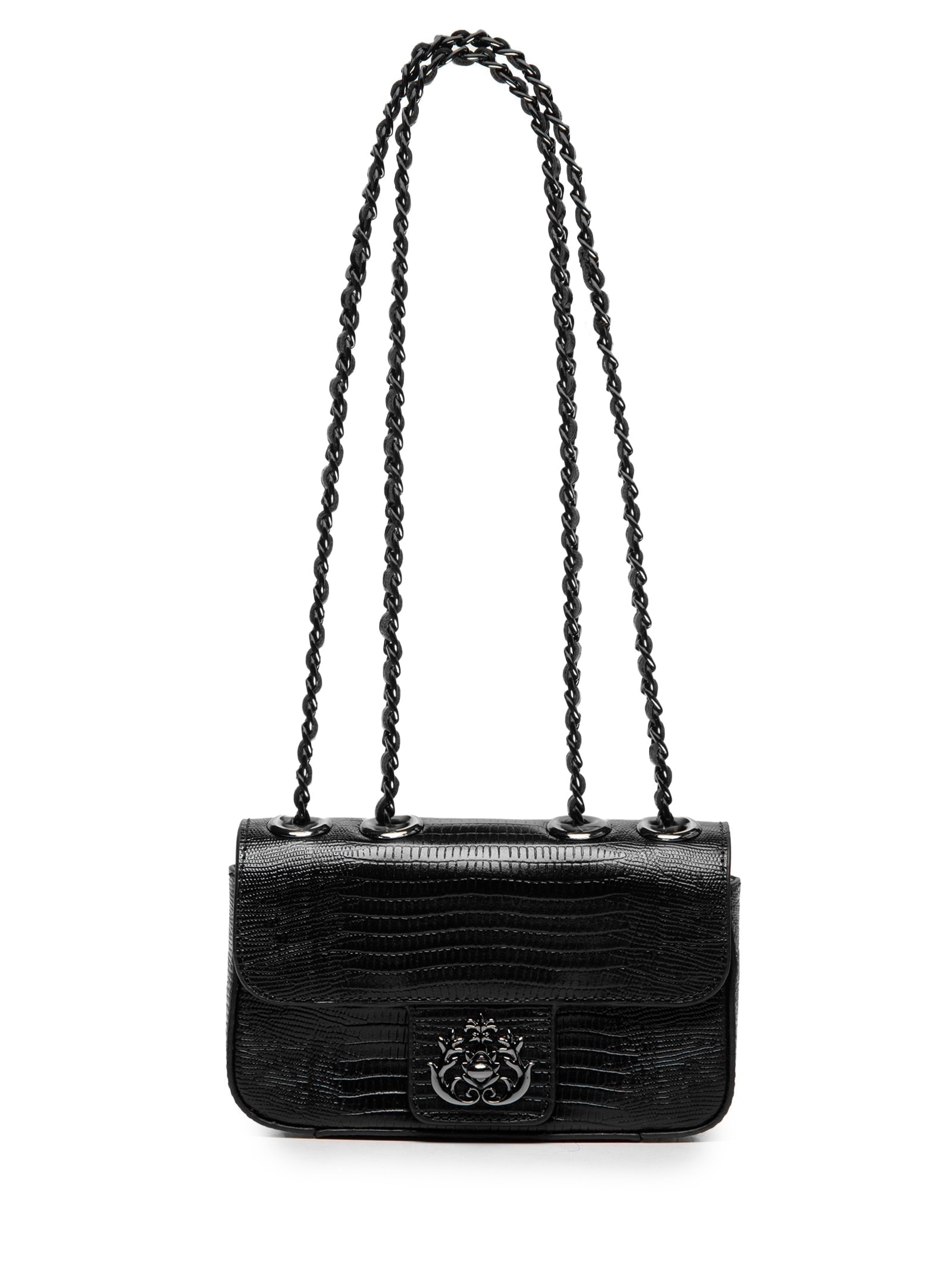 Bolsa Feminina Mini Anne Em Couro Natural Lizard Preto Isla