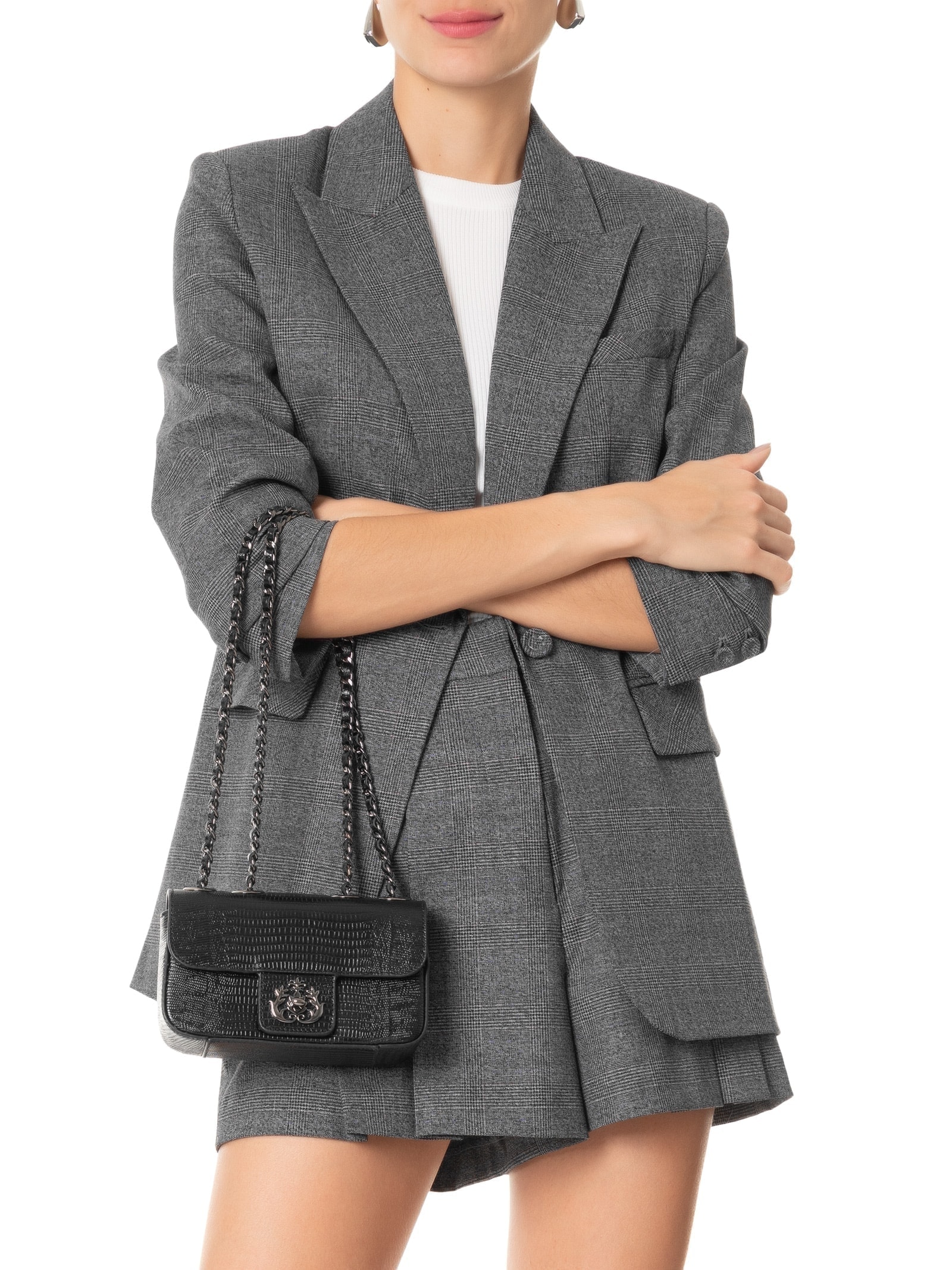 Bolsa Feminina Mini Anne Em Couro Natural Lizard Preto Isla