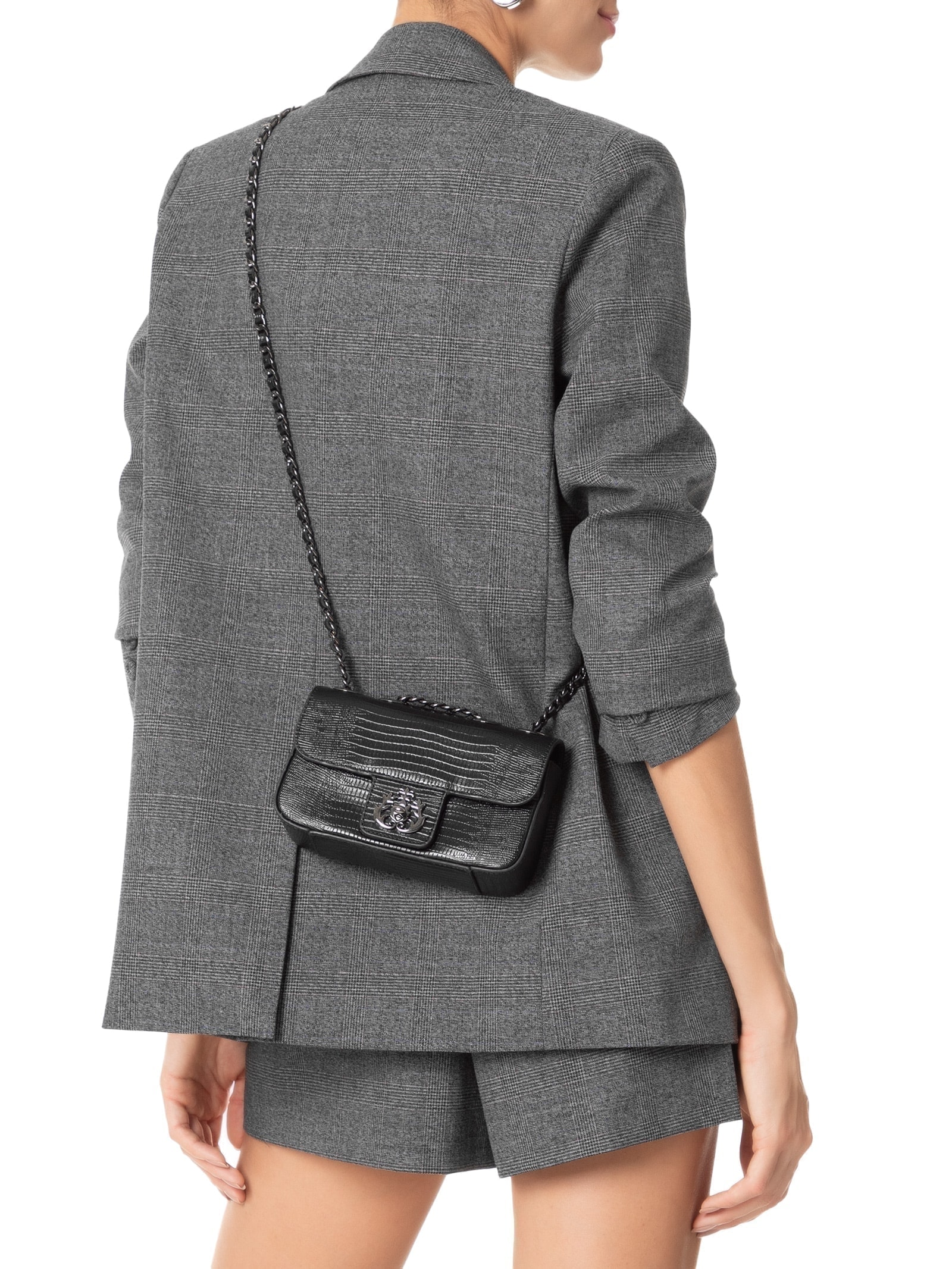 Bolsa Feminina Mini Anne Em Couro Natural Lizard Preto Isla