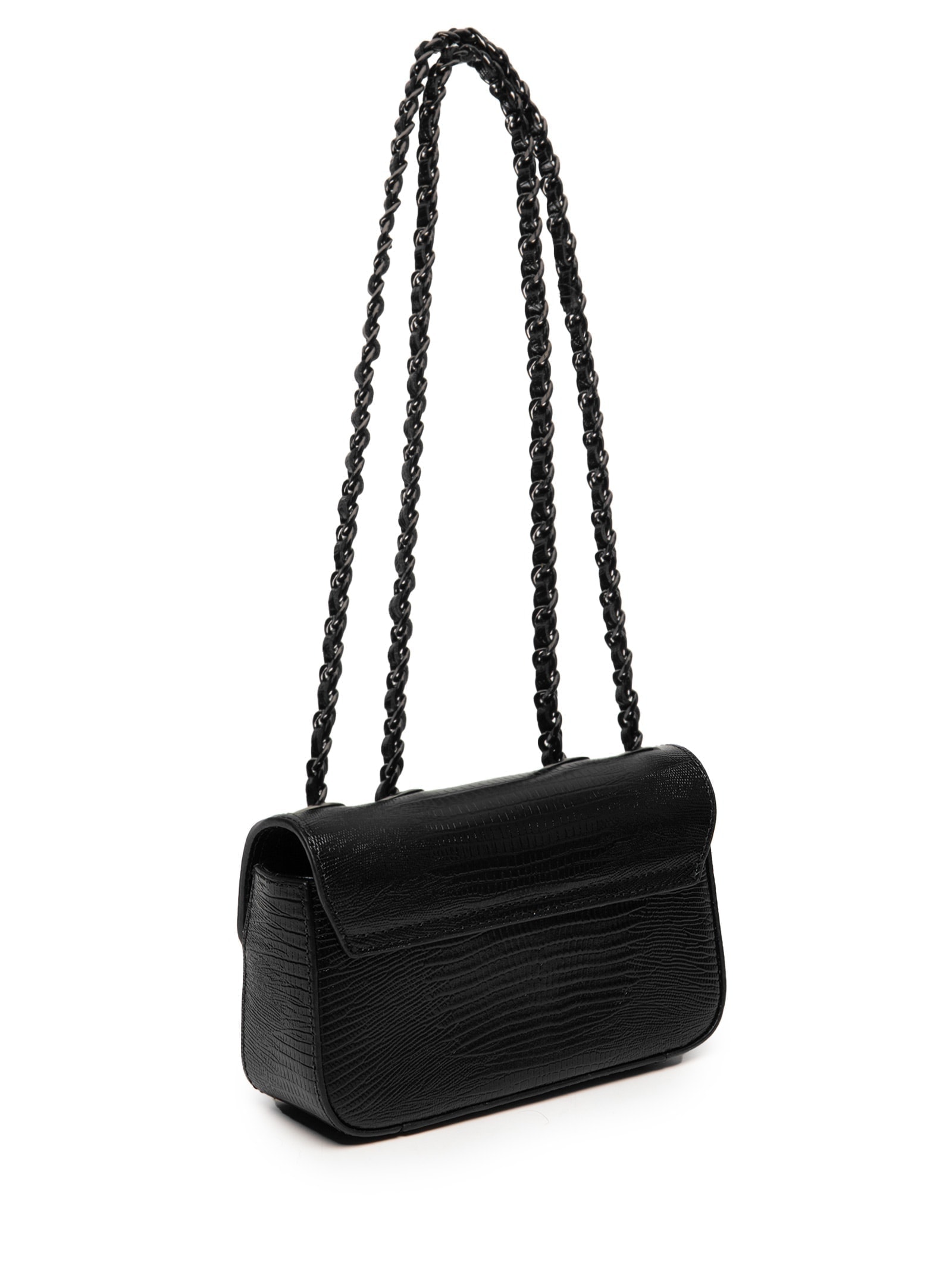 Bolsa Feminina Mini Anne Em Couro Natural Lizard Preto Isla