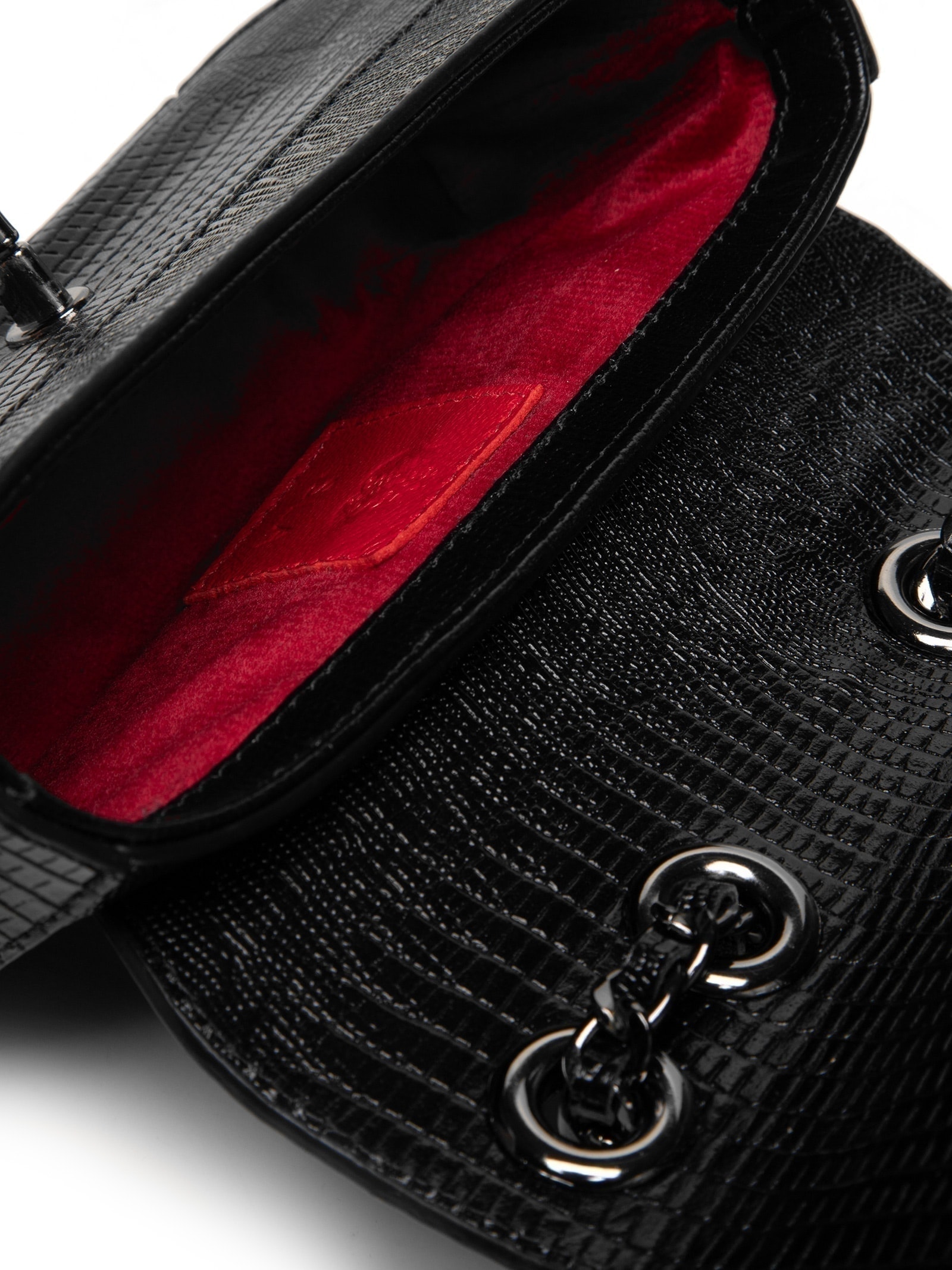 Bolsa Feminina Mini Anne Em Couro Natural Lizard Preto Isla