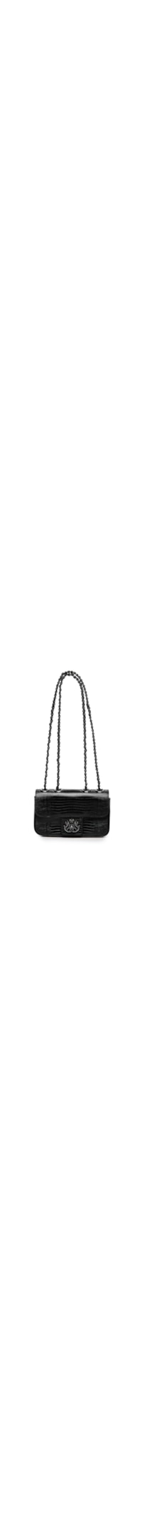 Bolsa Feminina Mini Anne Em Couro Natural Lizard - Preto