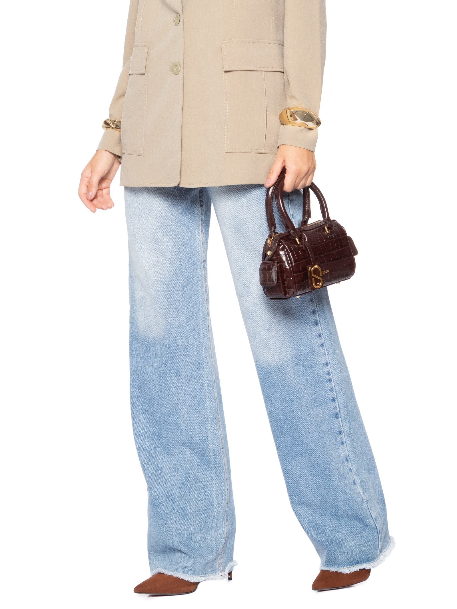 Bolsa Feminina Mini Bag Tay Couro Marrom Schutz