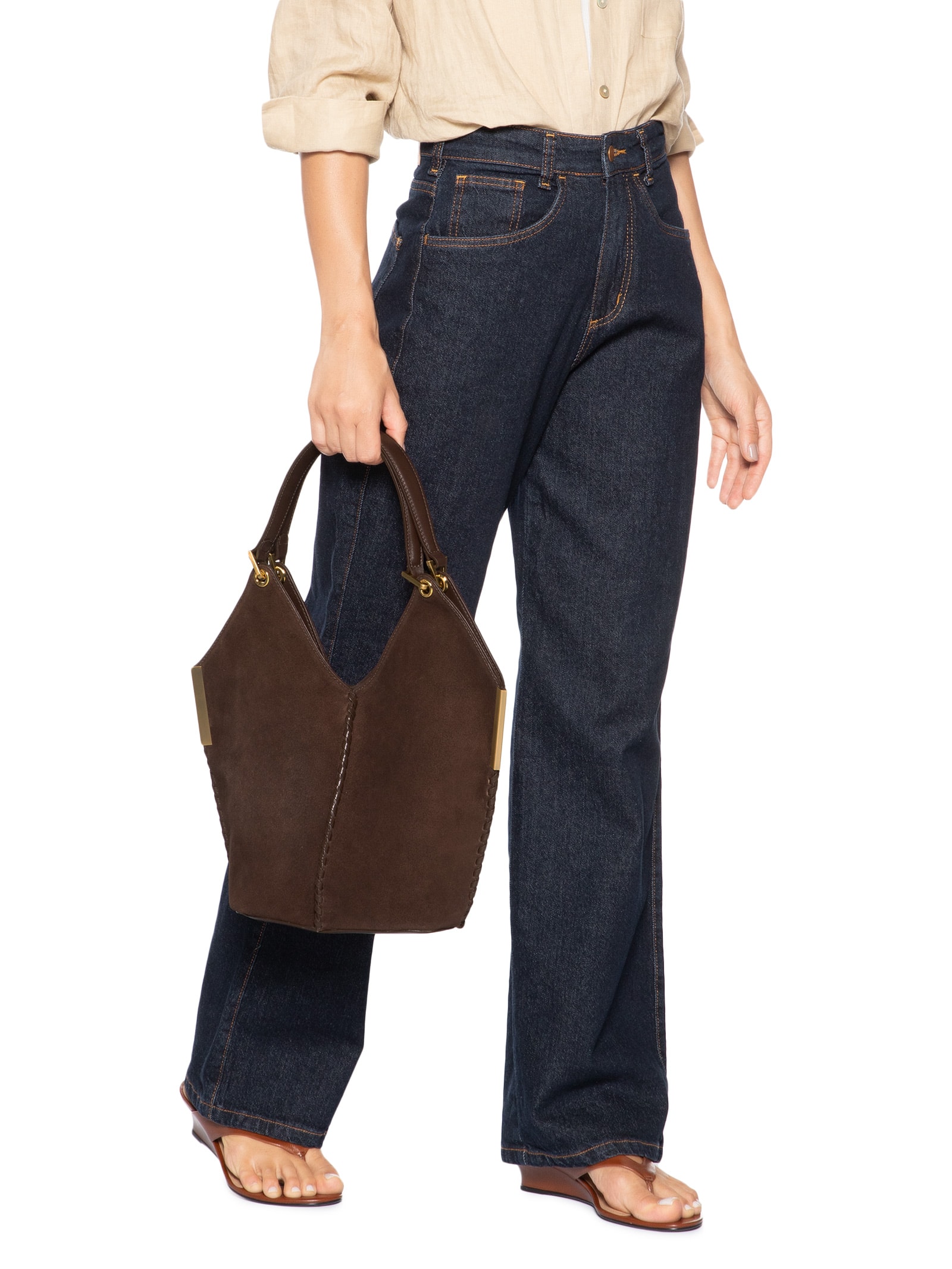 Bolsa Feminina Mini Hobo Josie Camurça Marrom Schutz