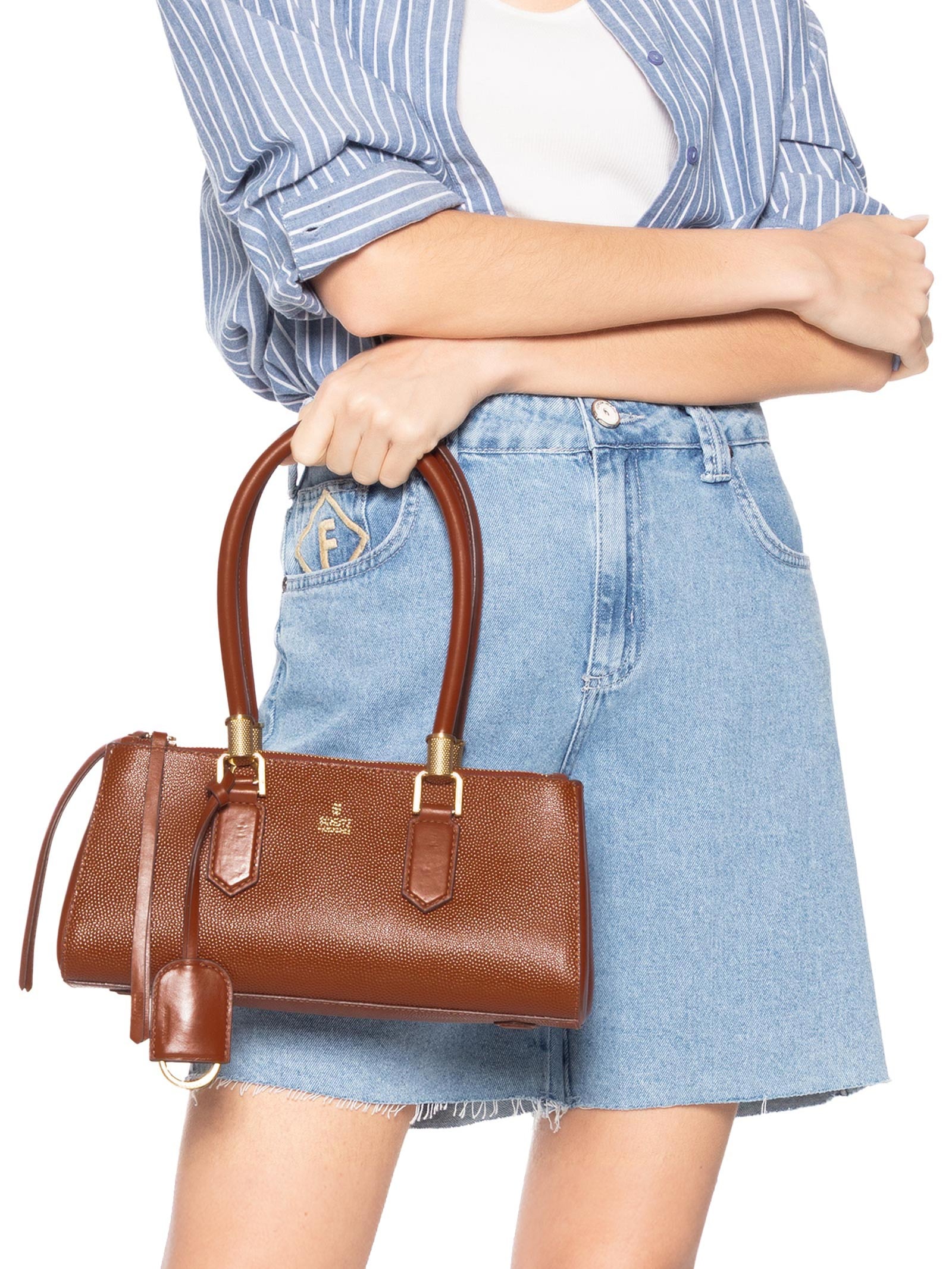 Bolsa Feminina Mini Tote Lauren Couro Marrom Schutz