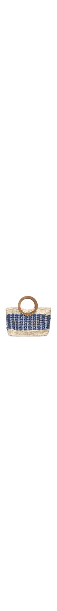 Bolsa Feminina Palha Alça Argola - Azul